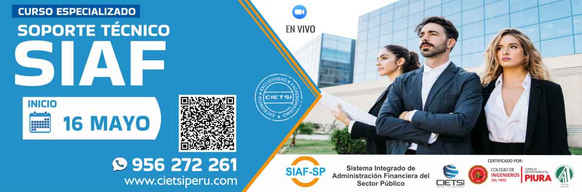 CURSO ESPECIALIZADO SOPORTE TÉCNICO SIAF 2024